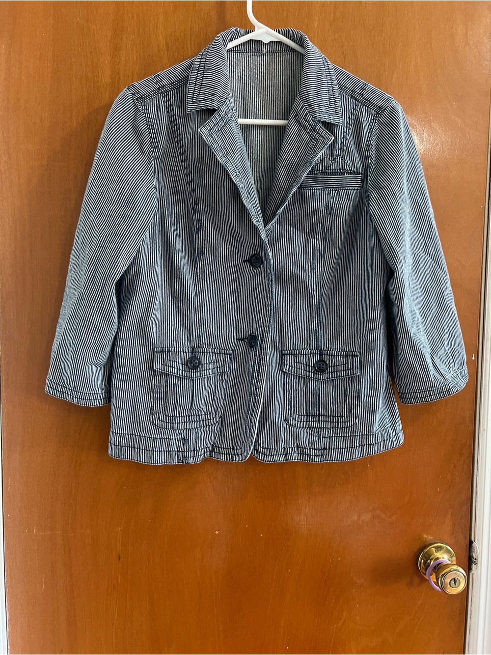 Kids Striped Blazer Jacket - Navy/White